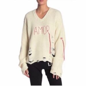 ✌️♥️prace live world AMOR Distressed Sweater